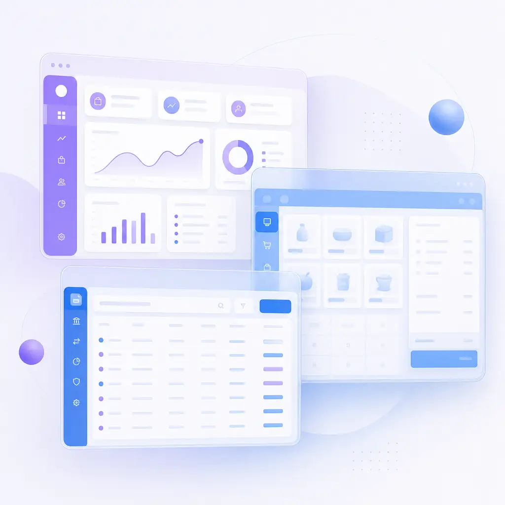 Overlapping workspace views for owners, cashiers, and finance teams
